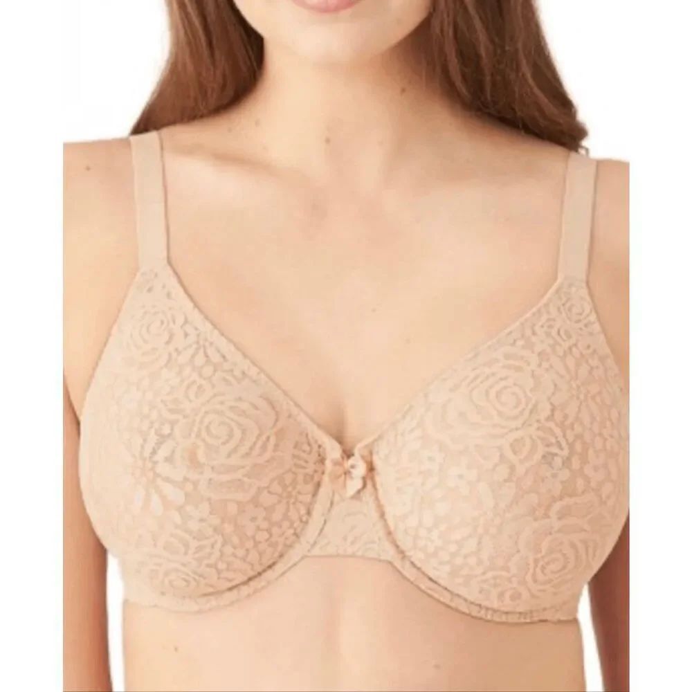 C39 Wacoal Halo Lace Underwire Bra tan size size 34C 851205